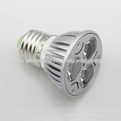 3W LED Spotlight, GU10, E27, MR16, CE and RoHS Certified, Die-cast